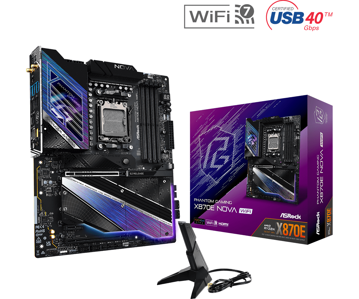 ASROCK PHANTOM GAMING X870E NOVA WIFI DDR5 MOTHERBOARD